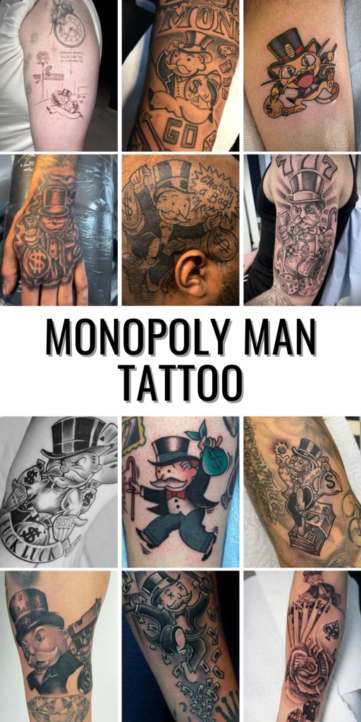 Wealth and Power Monopoly Man Tattoo Design