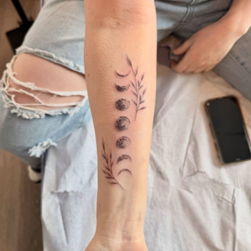 Botanical Moon Phases Forearm Tattoo Tattoo Design