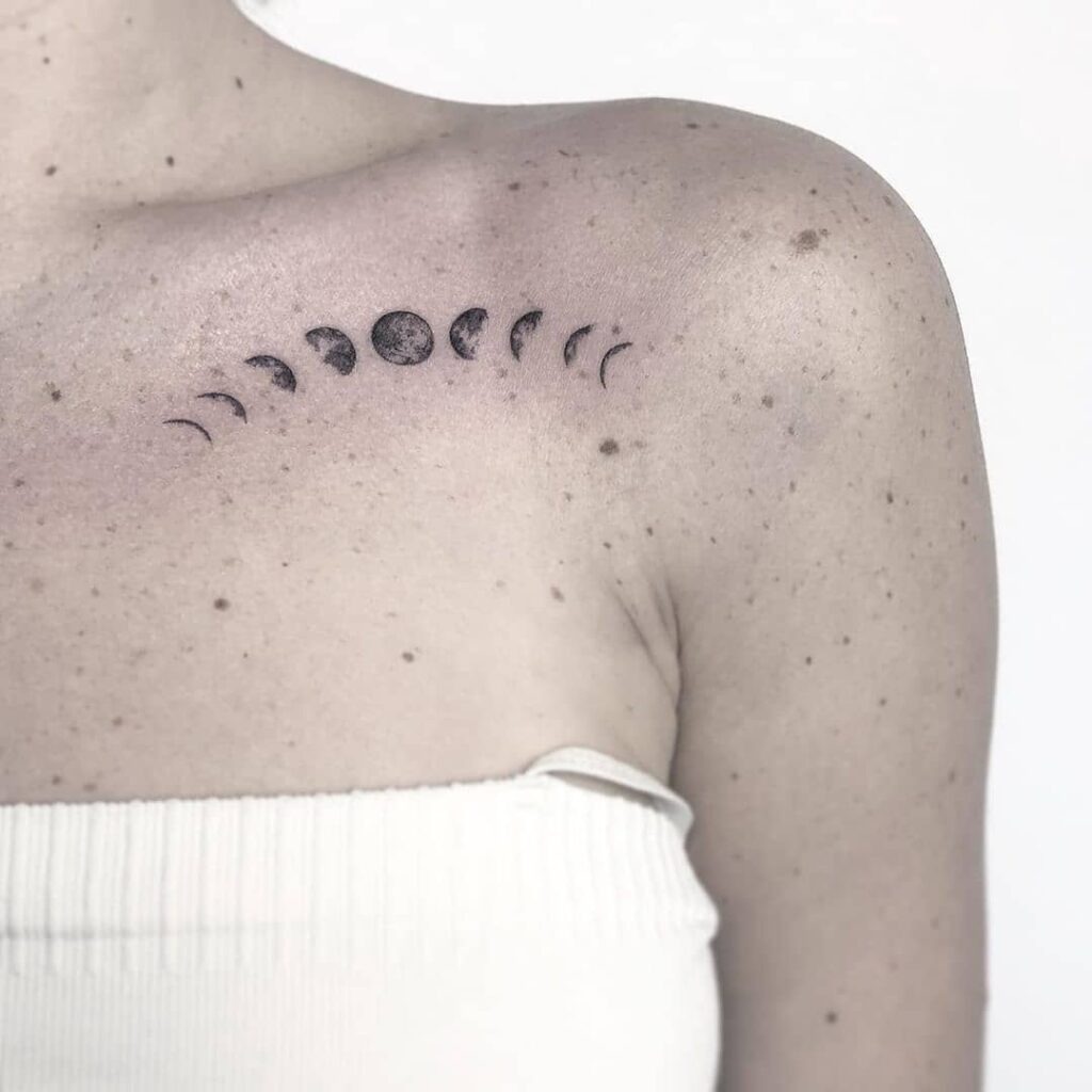 Collarbone Moon Phases Tattoo Tattoo Design