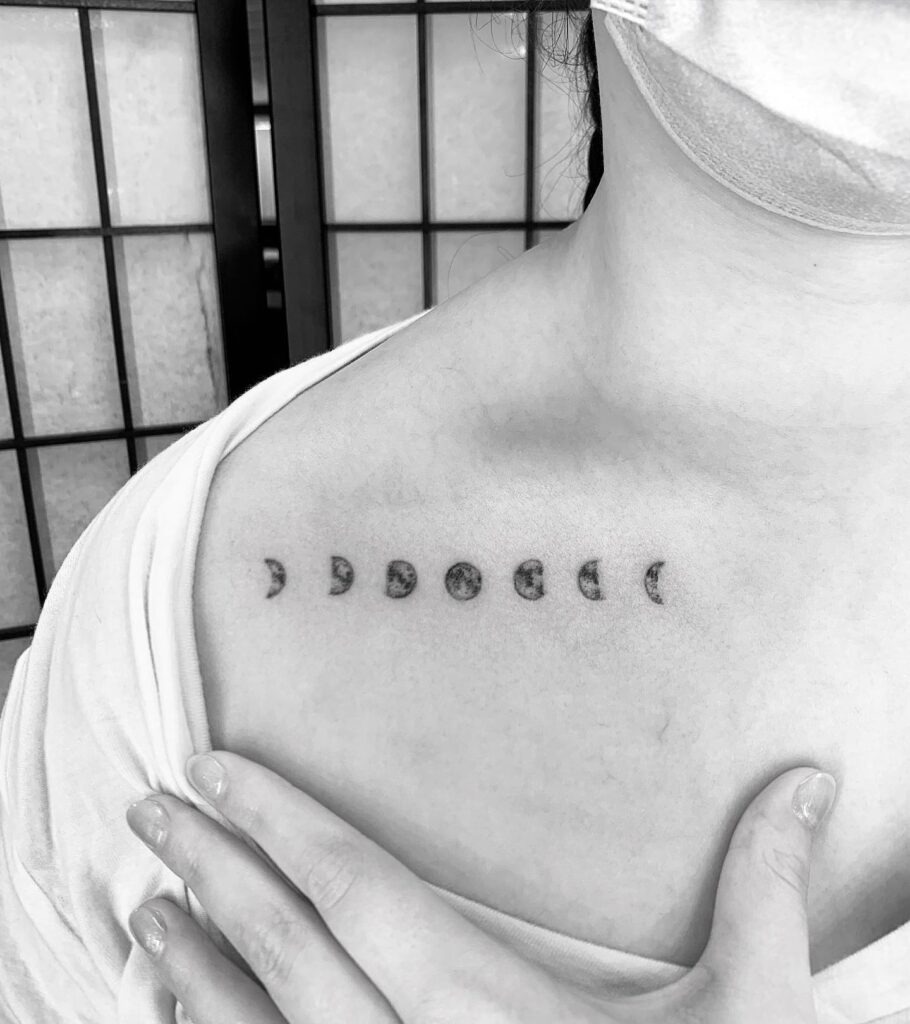 Delicate Collarbone Moon Phases Tattoo Tattoo Design