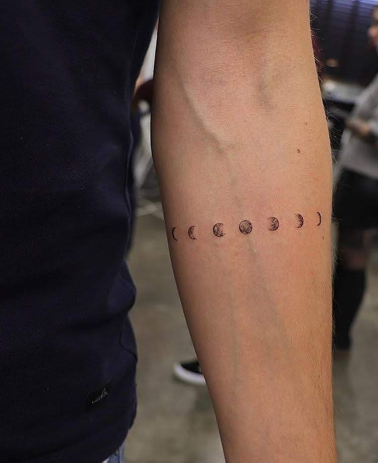 Detailed Arm Moon Phases Tattoo Tattoo Design