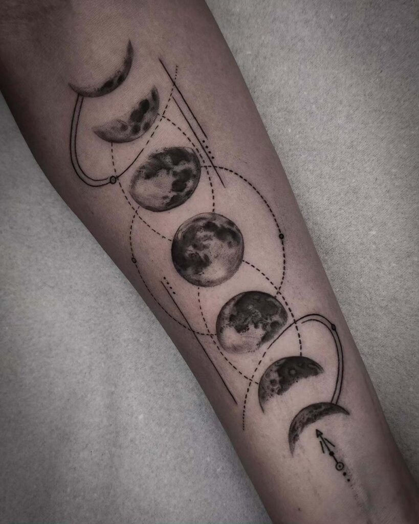 Geometric Moon Phases Forearm Tattoo Tattoo Design