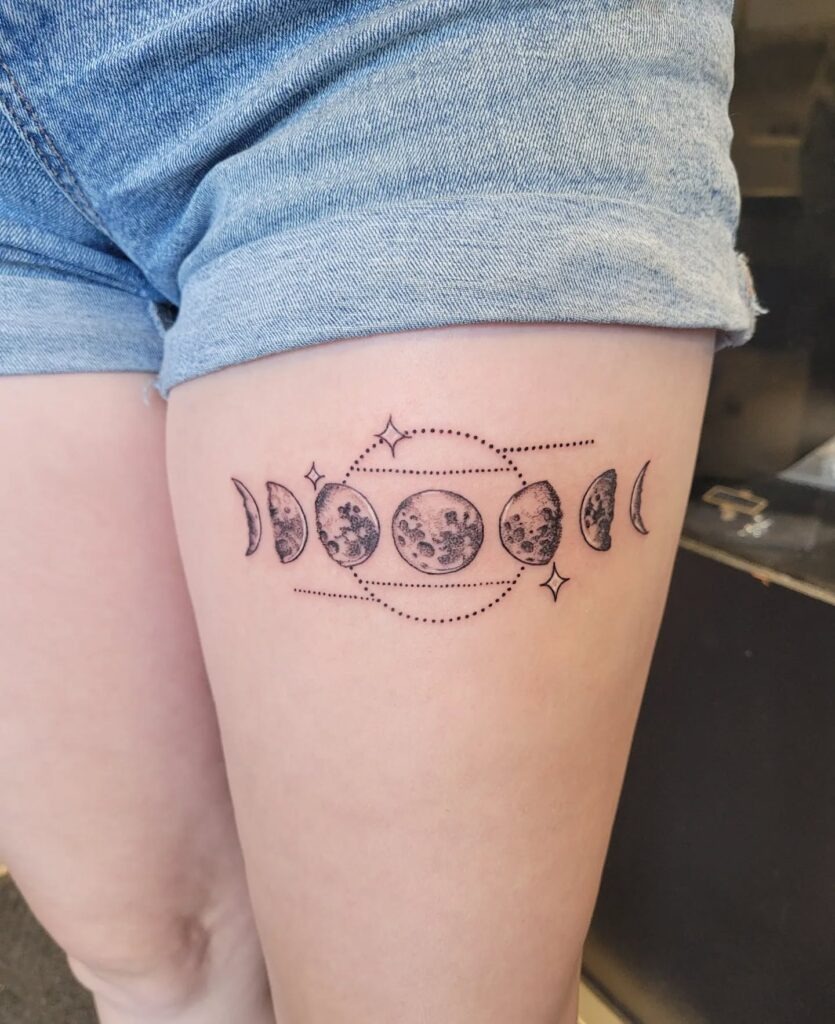 Geometric Moon Phases Thigh Tattoo Tattoo Design