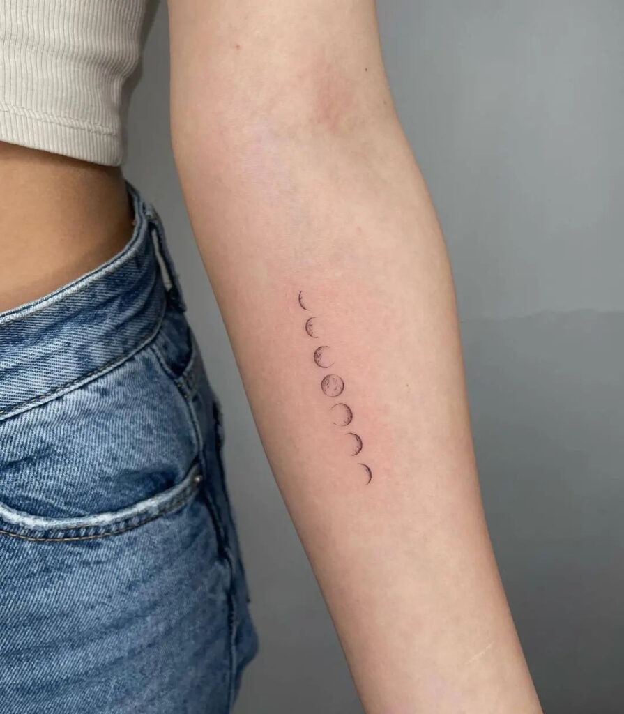 Minimal Vertical Moon Phases Tattoo Tattoo Design