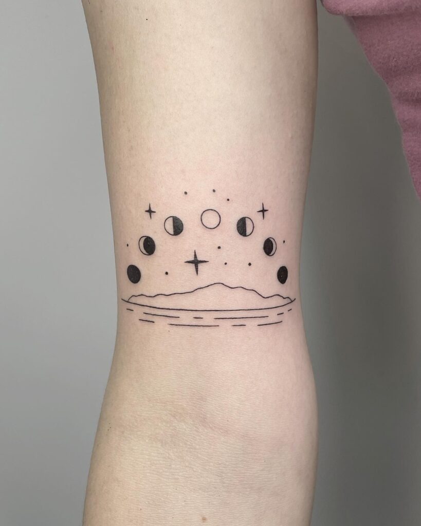 Moon Phases Above Kapiti Island Tattoo Tattoo Design