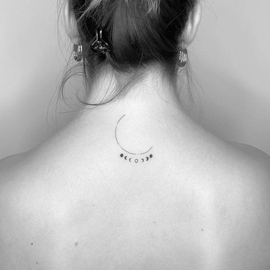 Moon Phases Back Neck Tattoo Tattoo Design