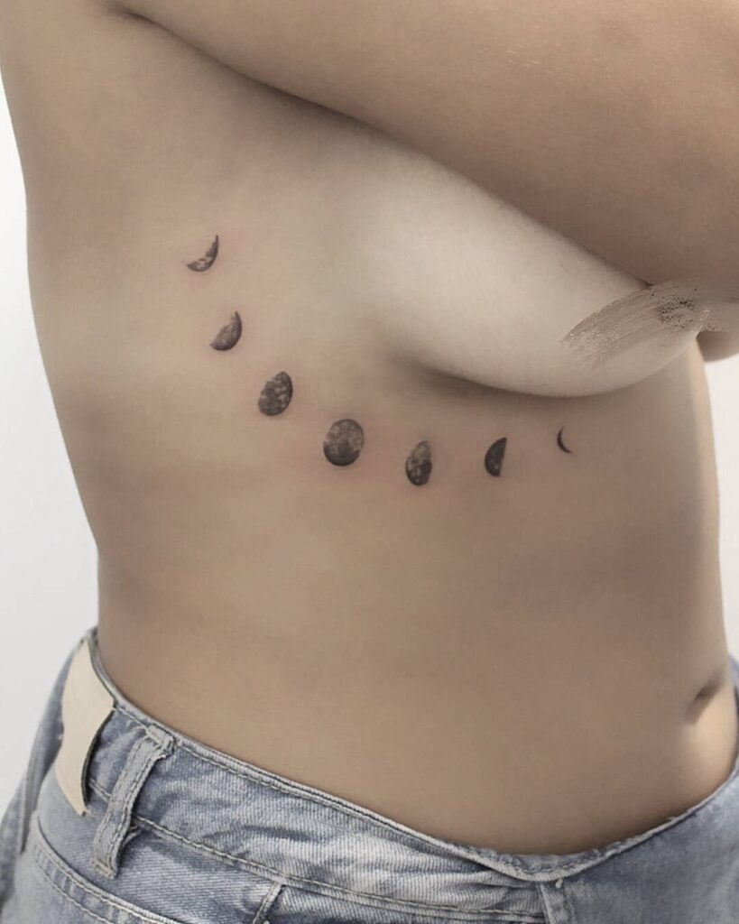 Moon Phases Underboob Tattoo Tattoo Design