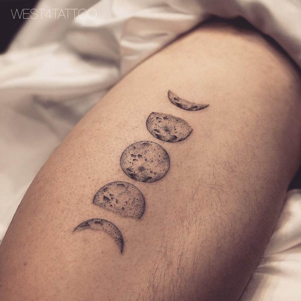 Realistic Moon Phases Thigh Tattoo Tattoo Design