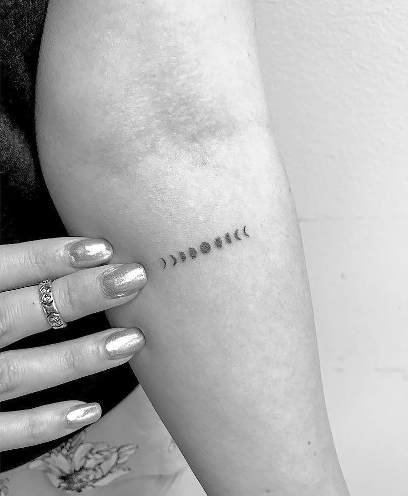 Small Horizontal Moon Phases Tattoo Tattoo Design
