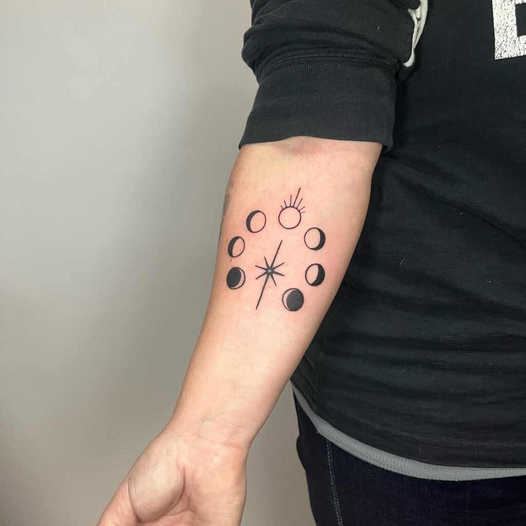 Star and Moon Phases Forearm Tattoo Tattoo Design