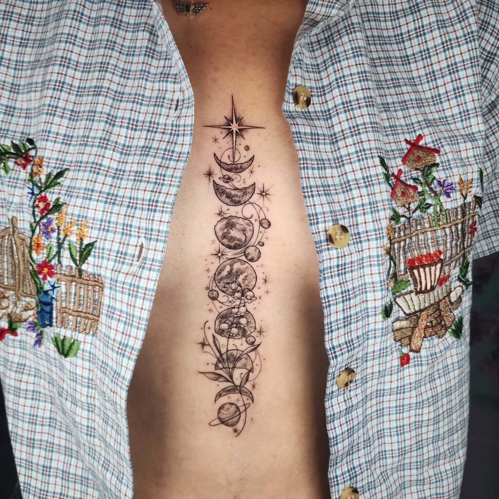 Sternum Moon Phases Tattoo Tattoo Design