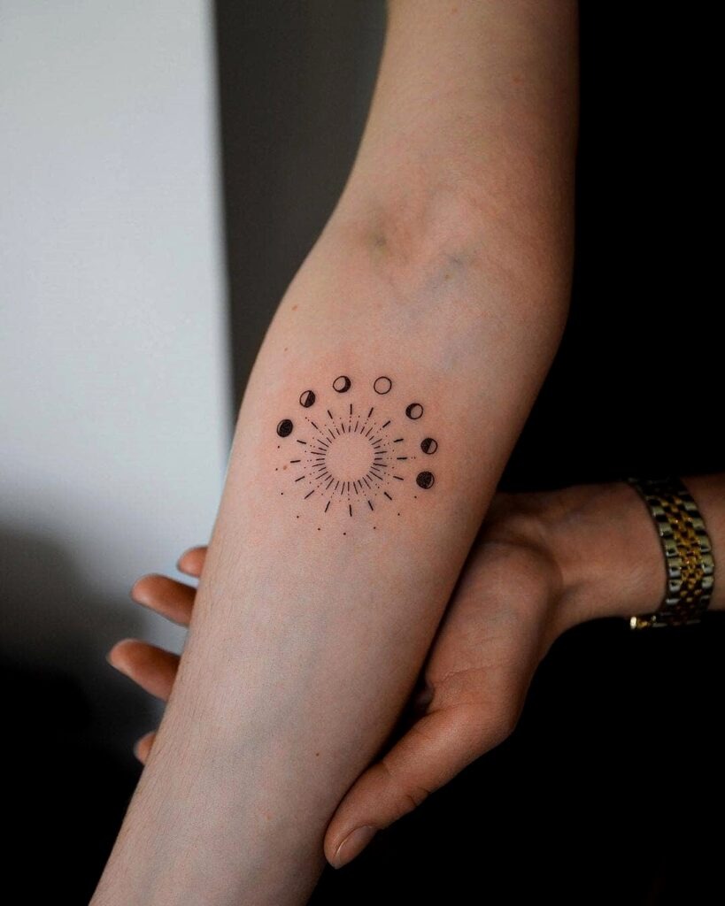 Sun and Moon Phases Tattoo Tattoo Design