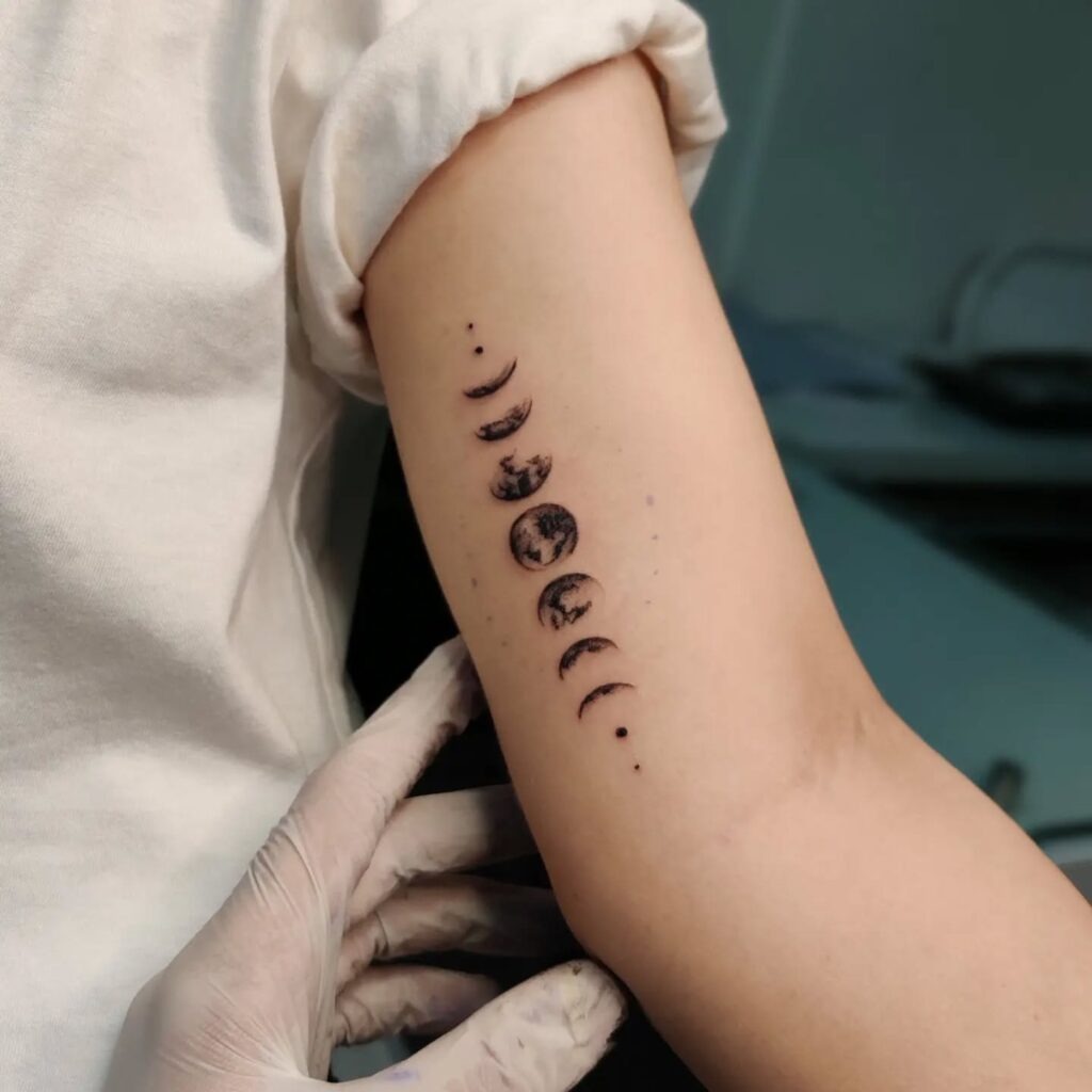 Vertical Moon Phases Arm Tattoo Tattoo Design