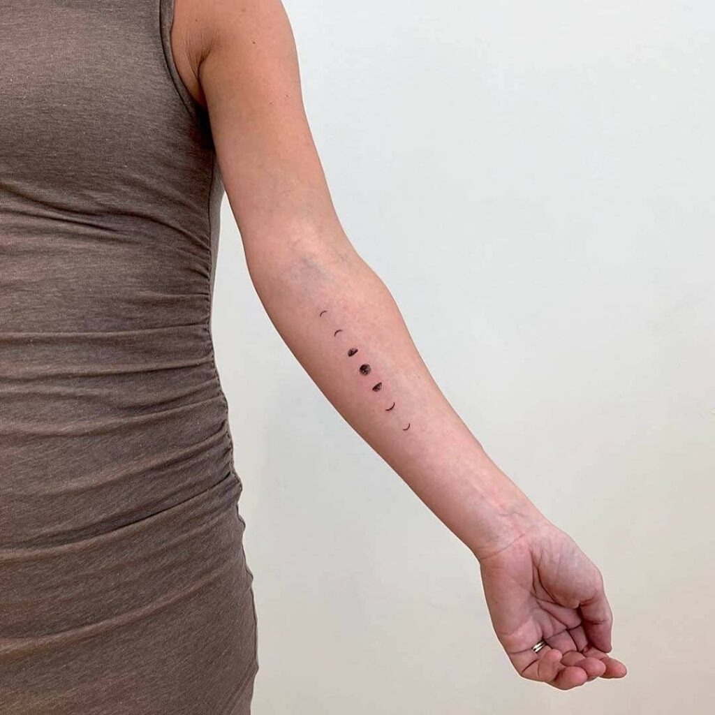 Vertical Moon Phases Forearm Tattoo Tattoo Design