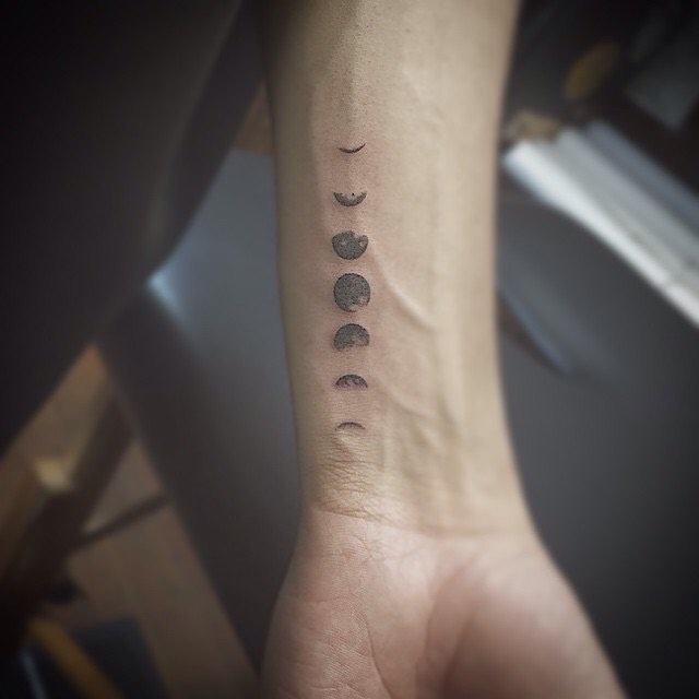 Vertical Wrist Moon Phases Tattoo Tattoo Design