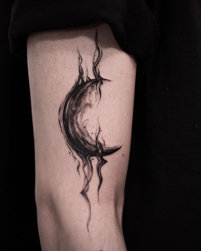 Burning Crescent Moon Tattoo Tattoo Design