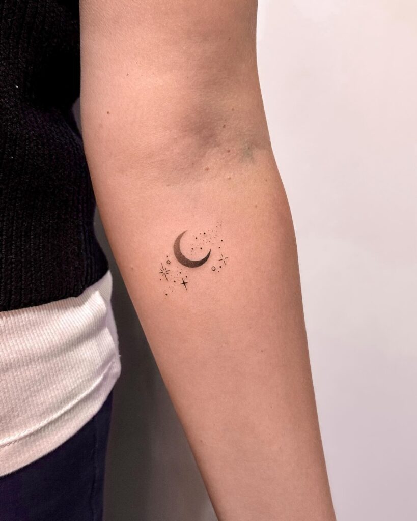 Celestial Crescent Moon Tattoo Tattoo Design