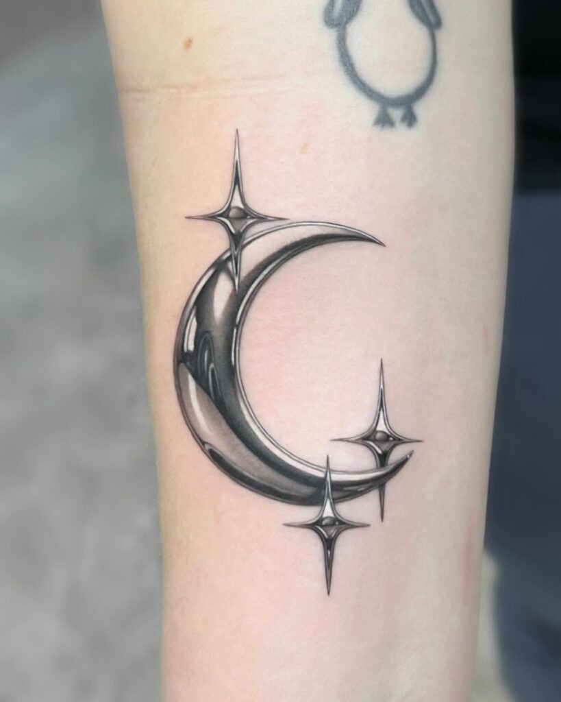 Chrome Crescent Moon Tattoo Tattoo Design