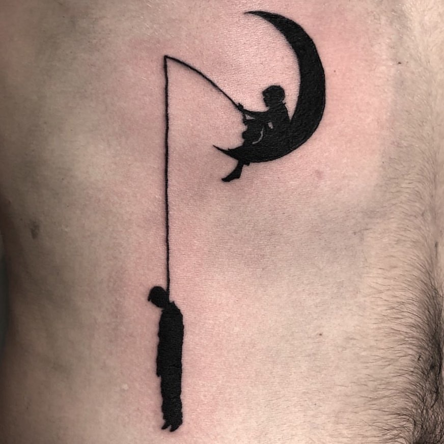 Dark Surreal Crescent Moon Tattoo Tattoo Design