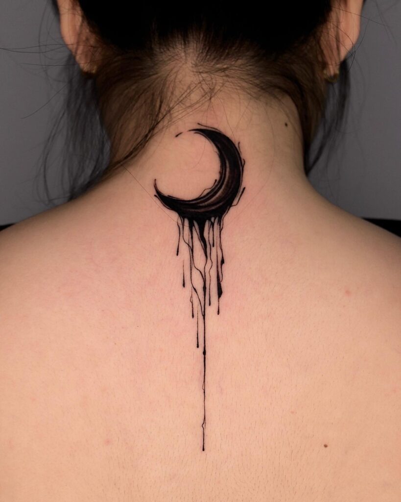 Dripping Crescent Moon Tattoo Tattoo Design