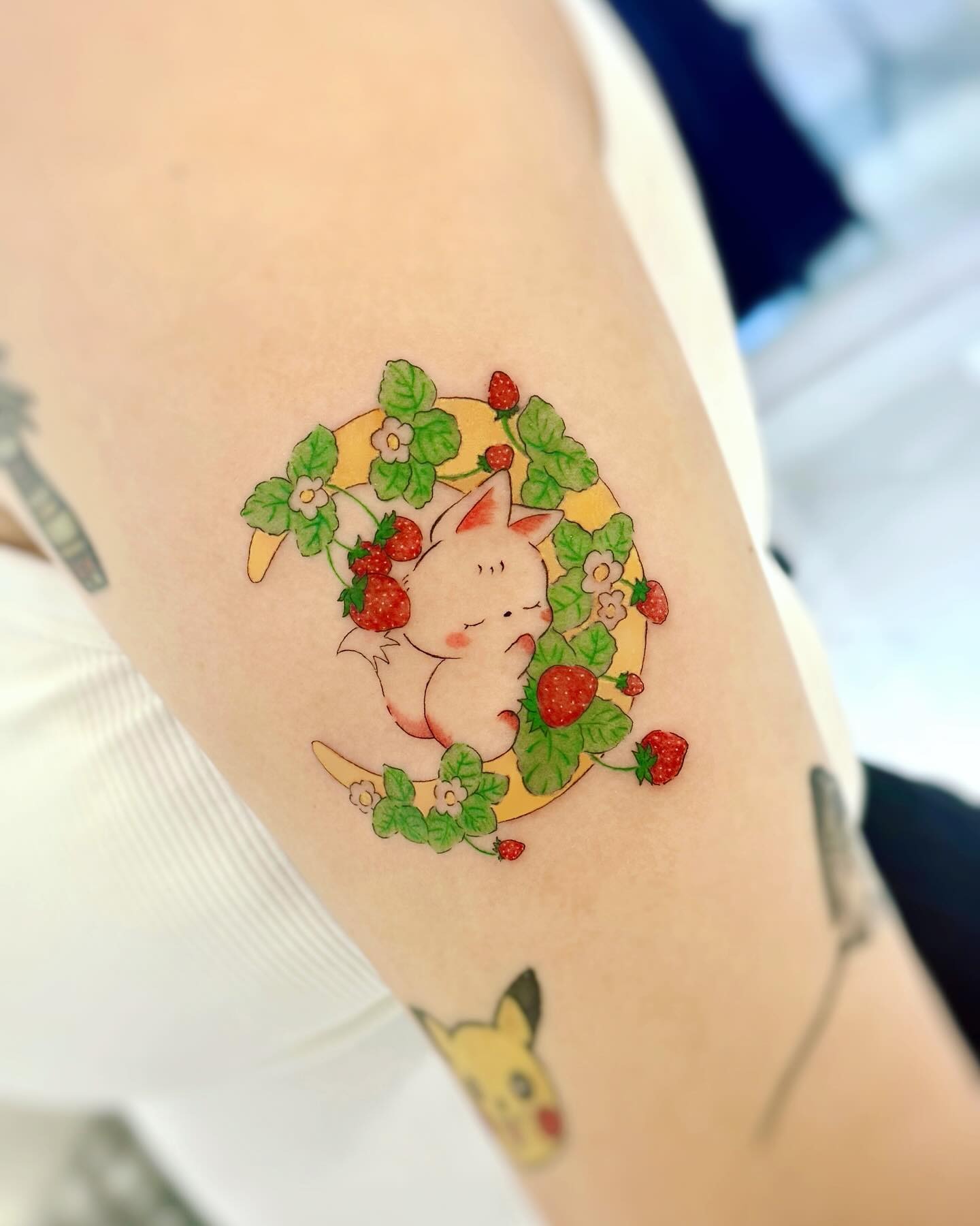 Fox and Strawberry Crescent Moon Tattoo Tattoo Design