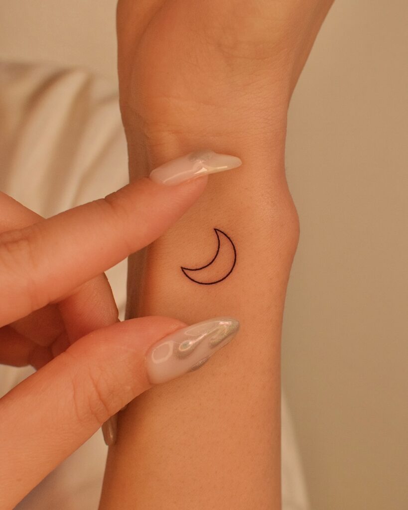 Minimal Crescent Moon Wrist Tattoo Tattoo Design