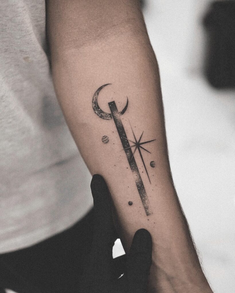Minimalist Cosmic Forearm Tattoo Tattoo Design