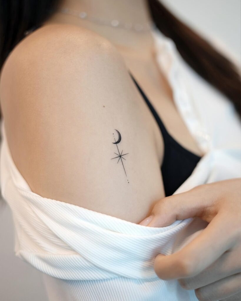 Minimalist Moon and Star Tattoo Tattoo Design