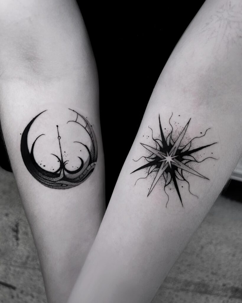 Moon and Star Forearm Tattoos Tattoo Design