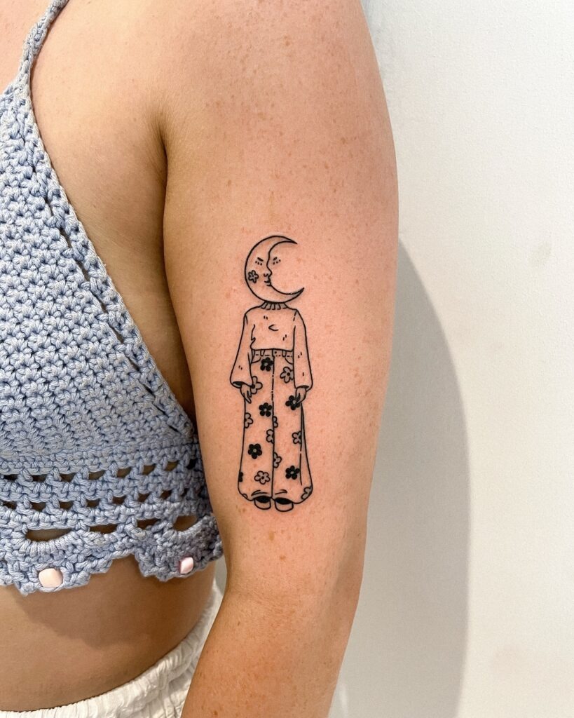 Moon-Headed Figure Tattoo Tattoo Design
