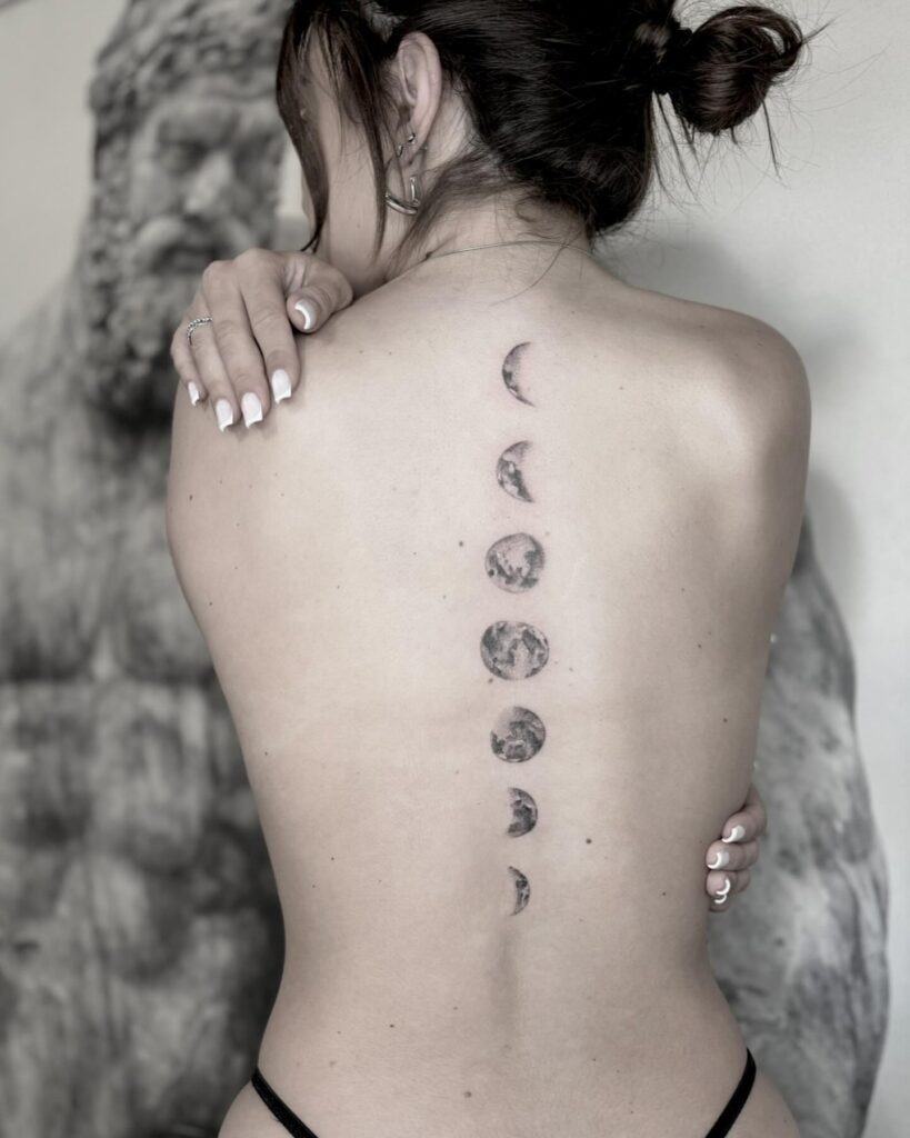 Moon Phases Spine Tattoo Tattoo Design