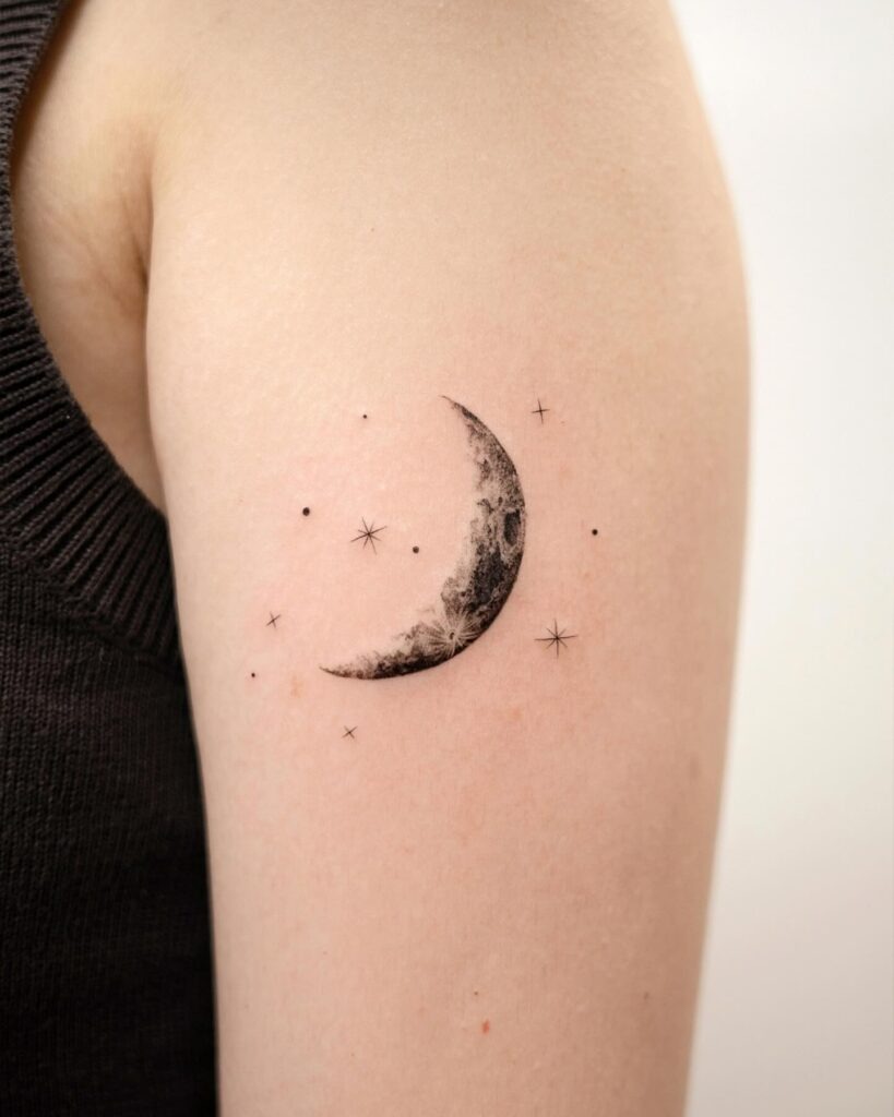 Realistic Crescent Moon Tattoo Tattoo Design