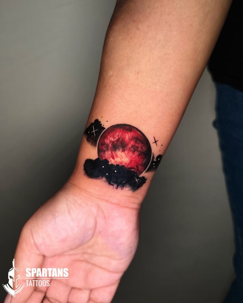 Red Moon Wrist Tattoo Tattoo Design