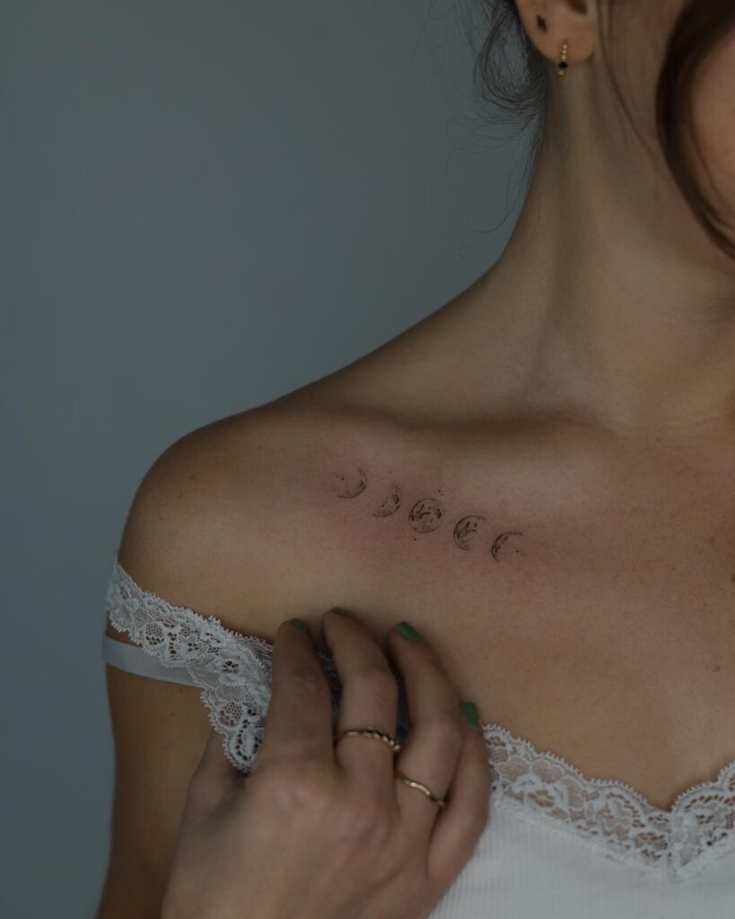 Subtle Moon Phases Collarbone Tattoo Tattoo Design