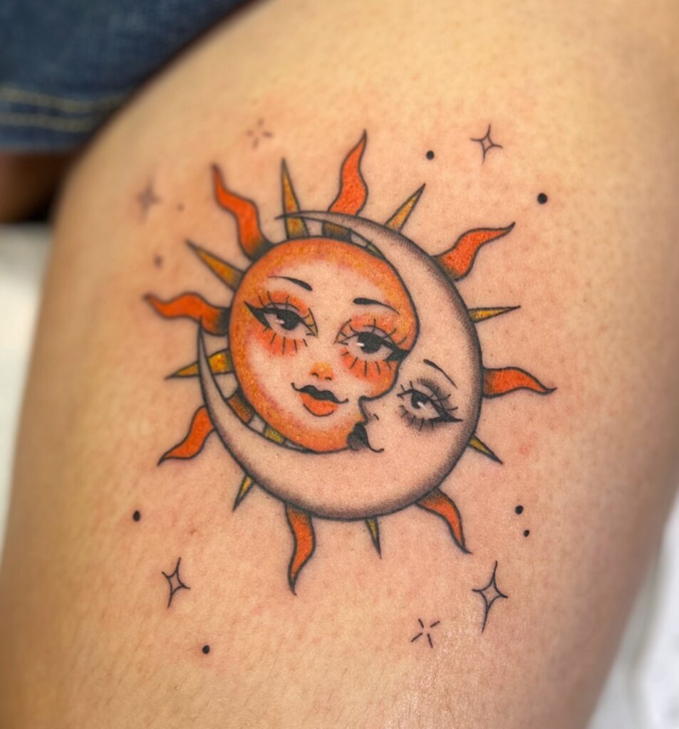 Sun and Moon Kiss Tattoo Tattoo Design