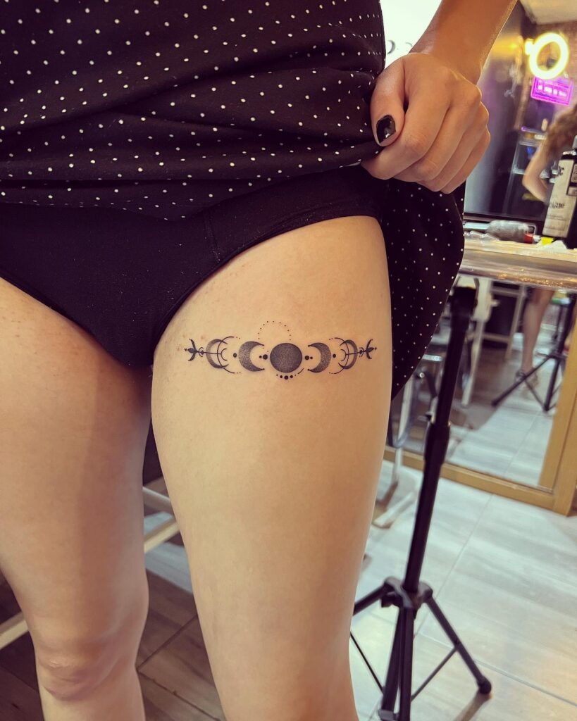 Triple Moon Thigh Tattoo Tattoo Design