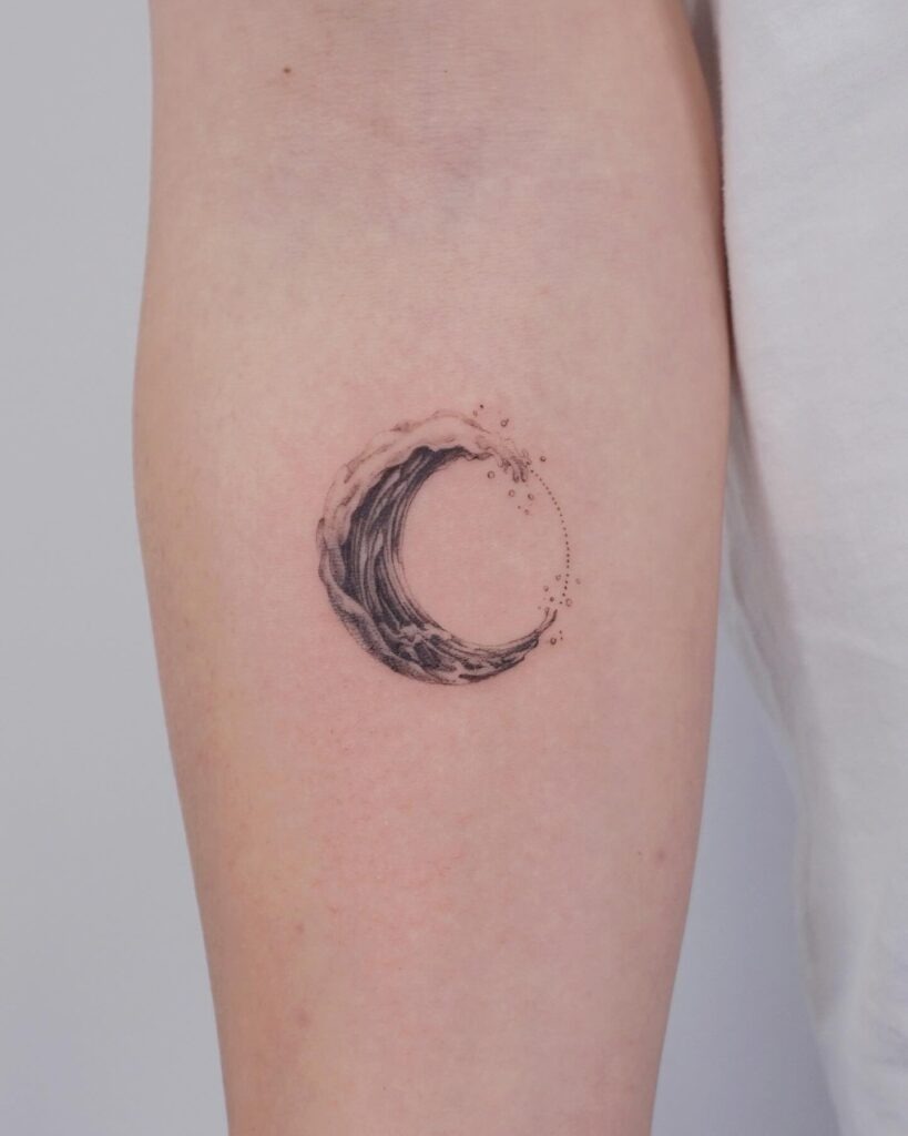 Wave Crescent Moon Tattoo Tattoo Design
