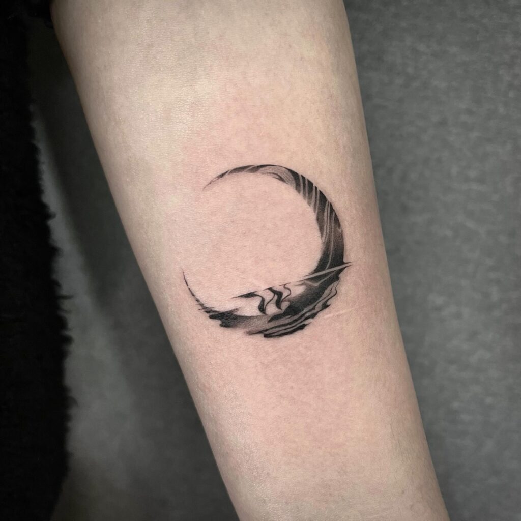 Windswept Crescent Moon Tattoo Tattoo Design