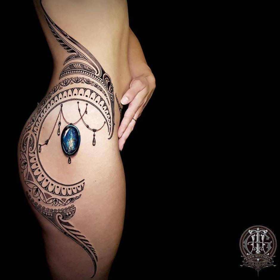 Black and White Concentric 3D Mosaic Tattoo Tattoo Design