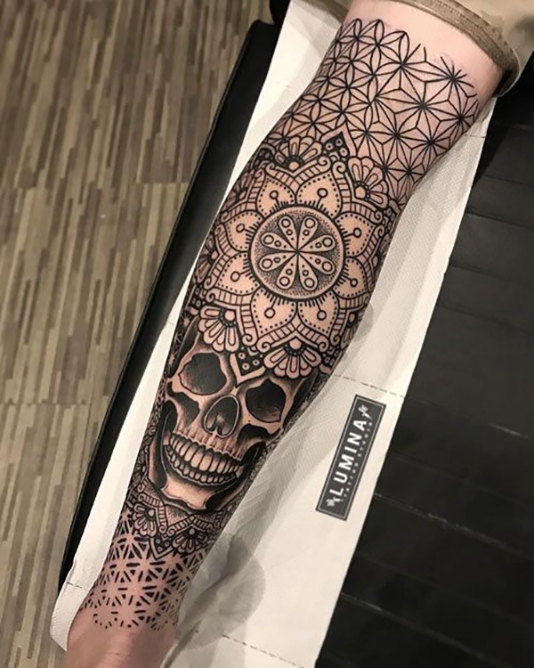 Black and White Mosaic Upper Body Tattoo Mosaic Tattoo Design Tattoo Design
