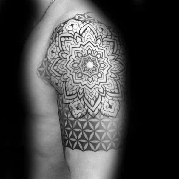 Elbow TattooIdea: Star Pattern Mosaic Arm Band Tattoo Mosaic Tattoos Tattoo Design