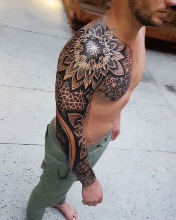 Mandala and Skull Mosaic Tattoo on Arm Mosaic Tattoo Design Tattoo Design