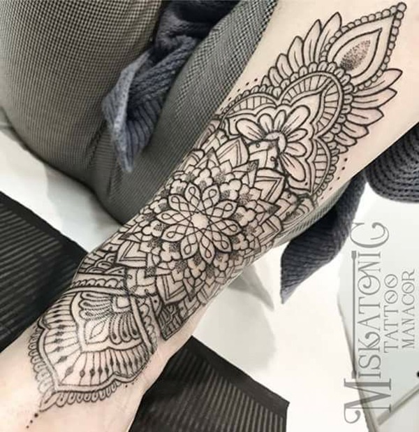 Mixed Patterns Shoulder and Arm Mosaic Tattoo Tattoo Design