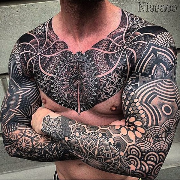 Mosaic Style Nature Scene Tattoo on Forearm Mosaic Tattoo Design Tattoo Design