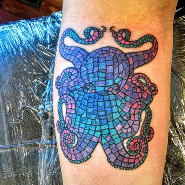 Multi-Colored Stained Glass Mosaic Tattoo Tattoo Design