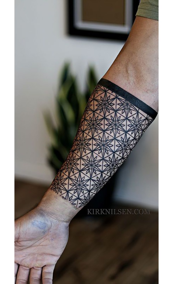 Sunburst Shoulder Geometric Mosaic Arm Tattoo Tattoo Design