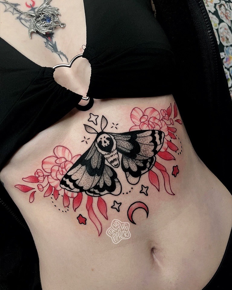 Stunning floral moth tattoo for body art lovers Tattoo Design
