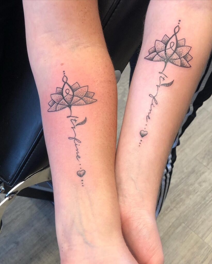 Fingerprint Heart and Quote Mother-Daughter Tattoo Tattoo Design