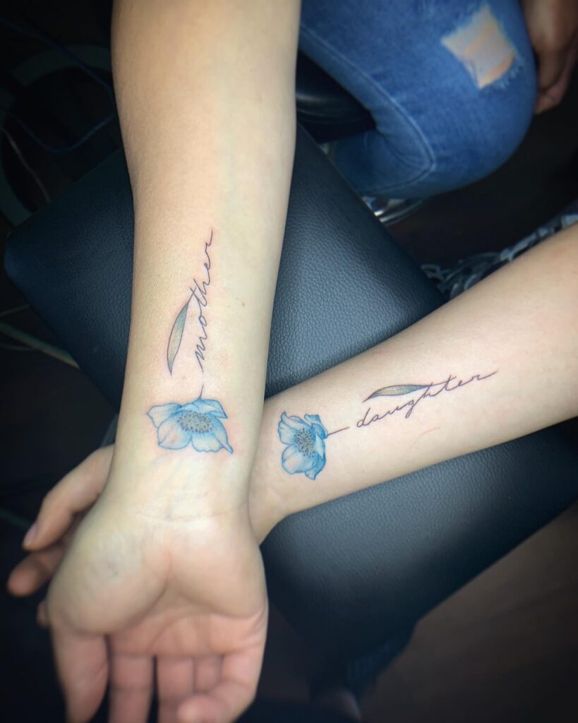 Lotus and Unalome Mother-Daughter Tattoo Tattoo Design