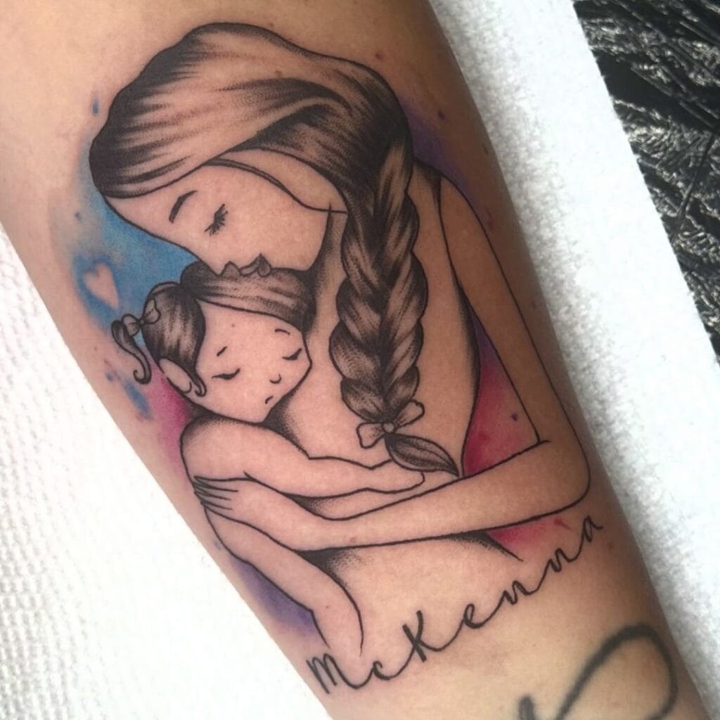 Mother-Daughter Elephant Piece Tattoo Design